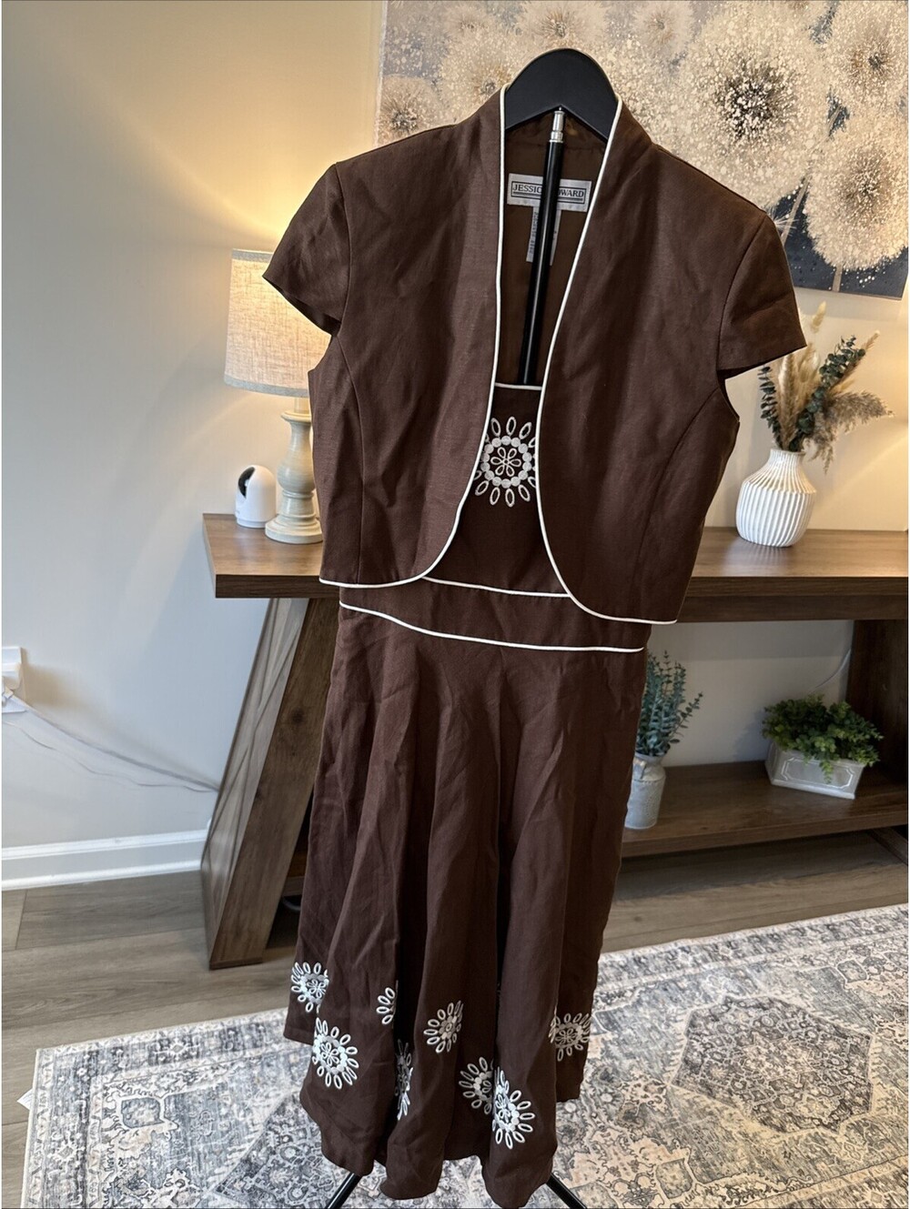 Jessica Howard 2 Piece Sundress Brown White Size 6
